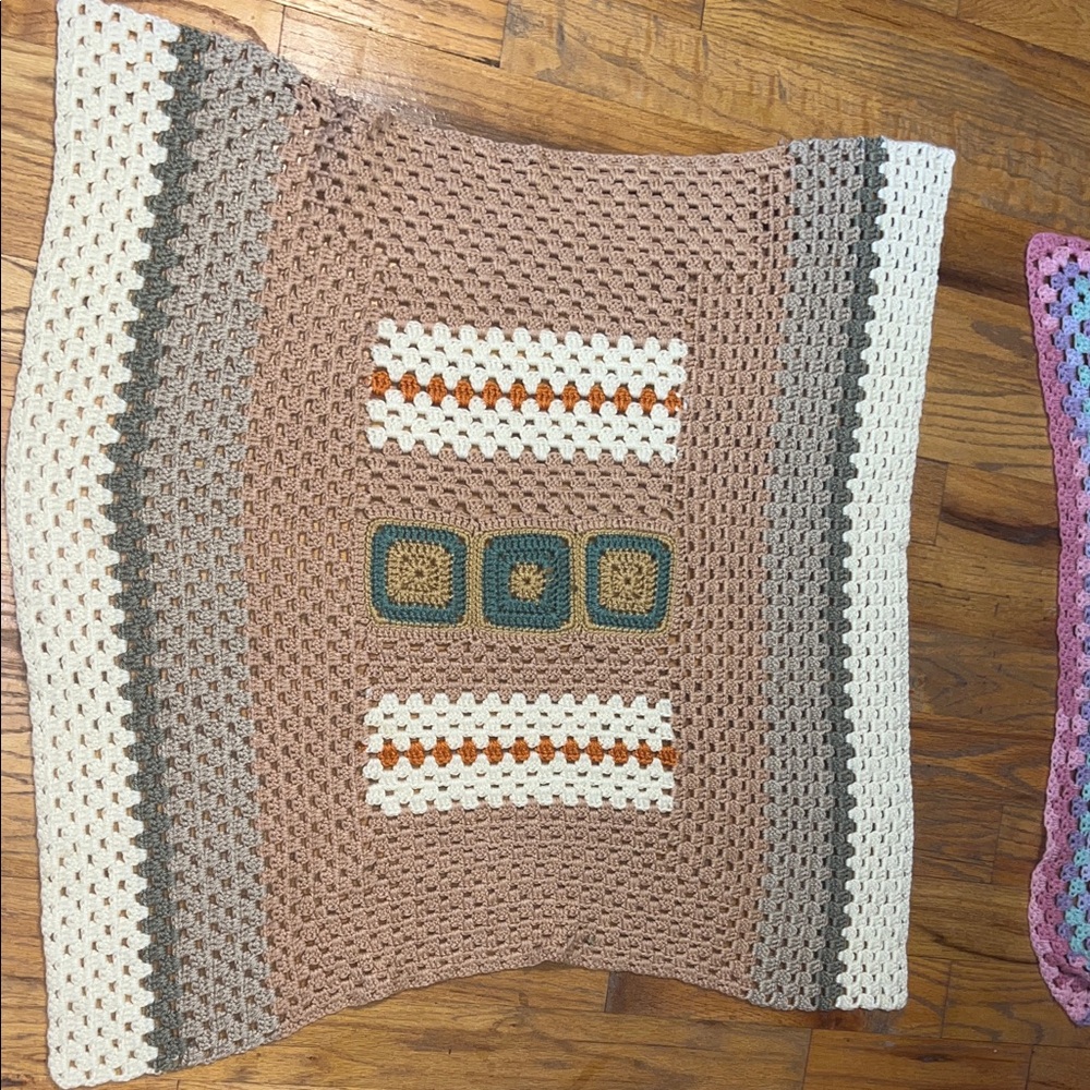 Handmade Crochet Baby Blanket - Neutral Earth Tones